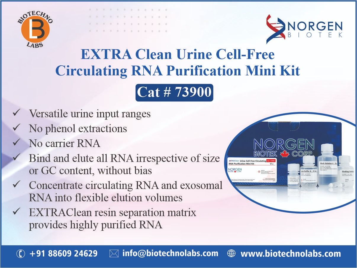 EXTRA Clean Urine Cell-Free Circulating RNA Purification Mini Kit By Norgen Biotek