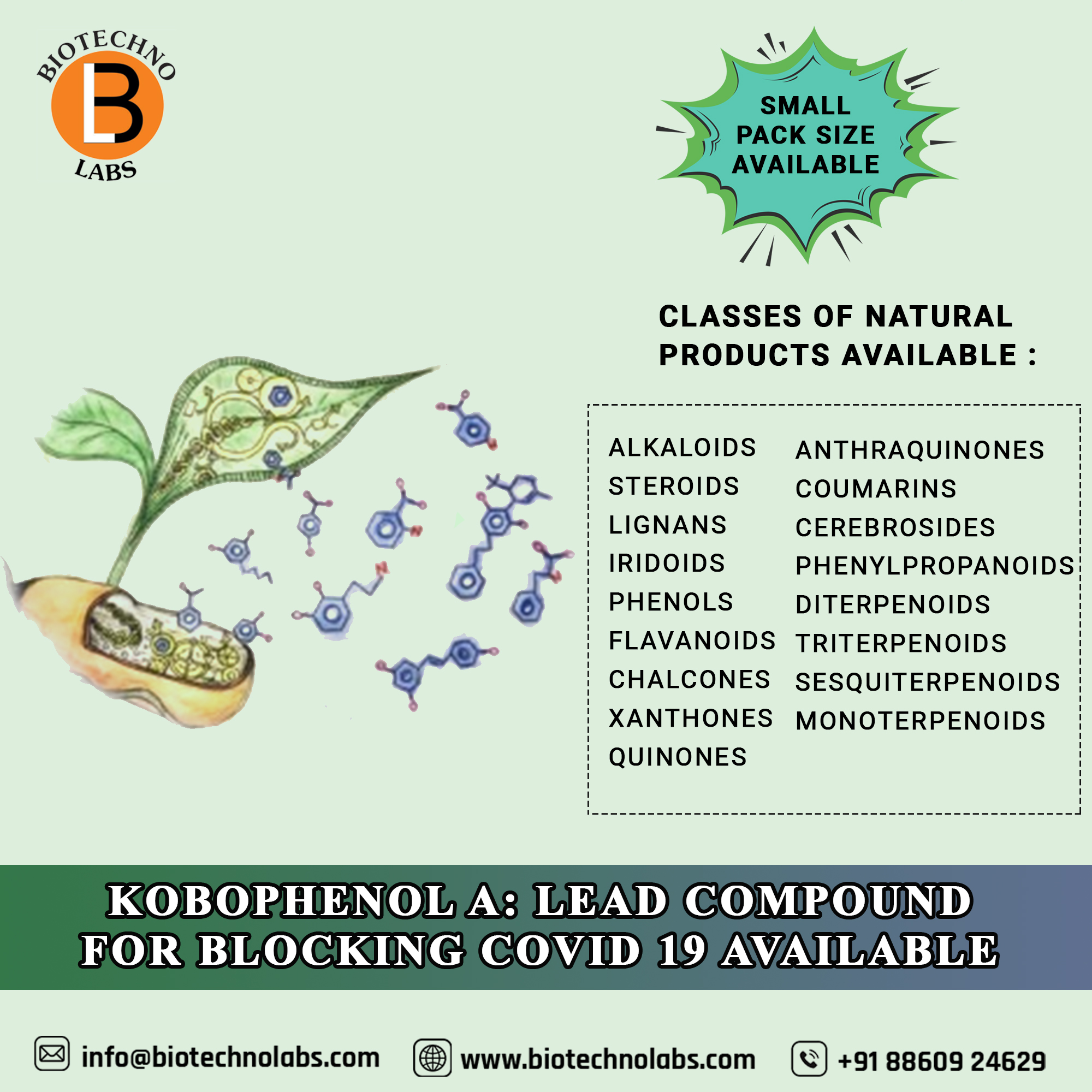 Classes of natural products available at Biotechnolabs