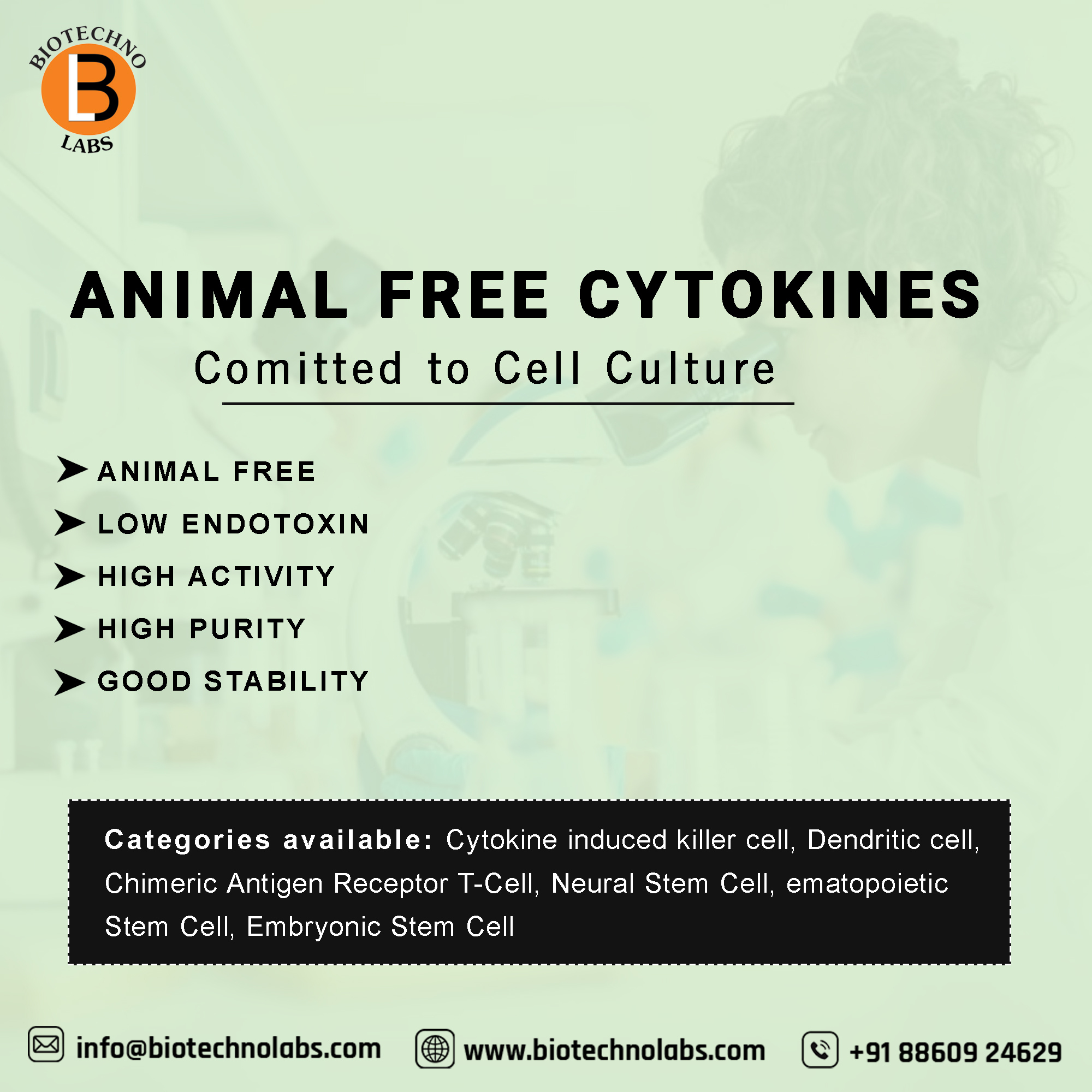 Biotechno labs are here to provide you animal free cytokines